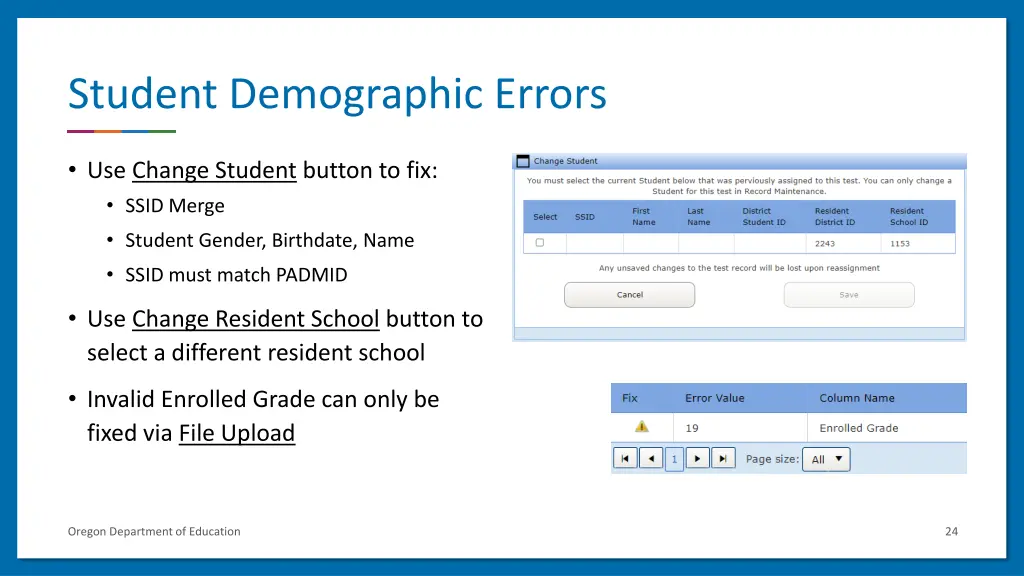 student demographic errors