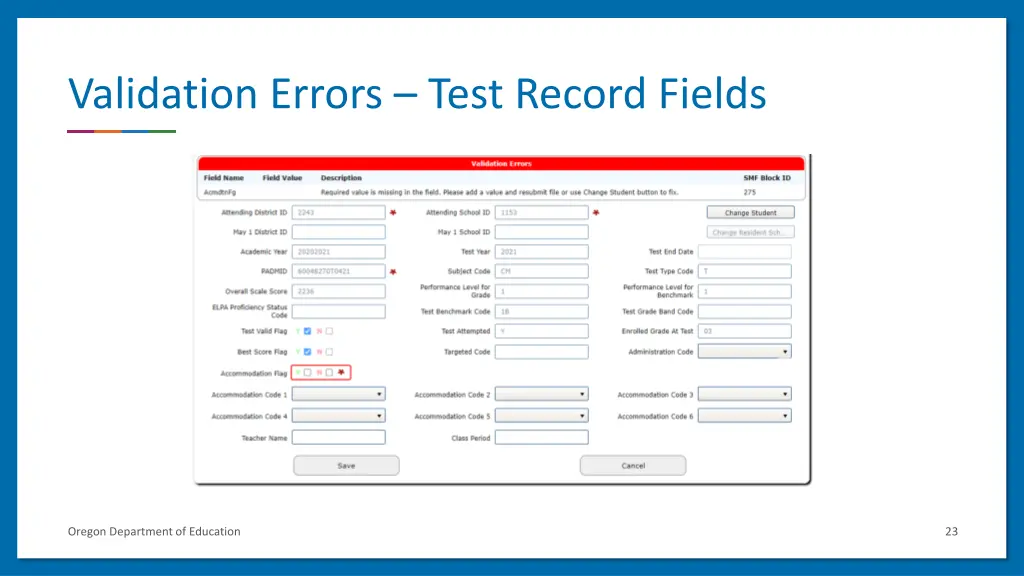 validation errors test record fields