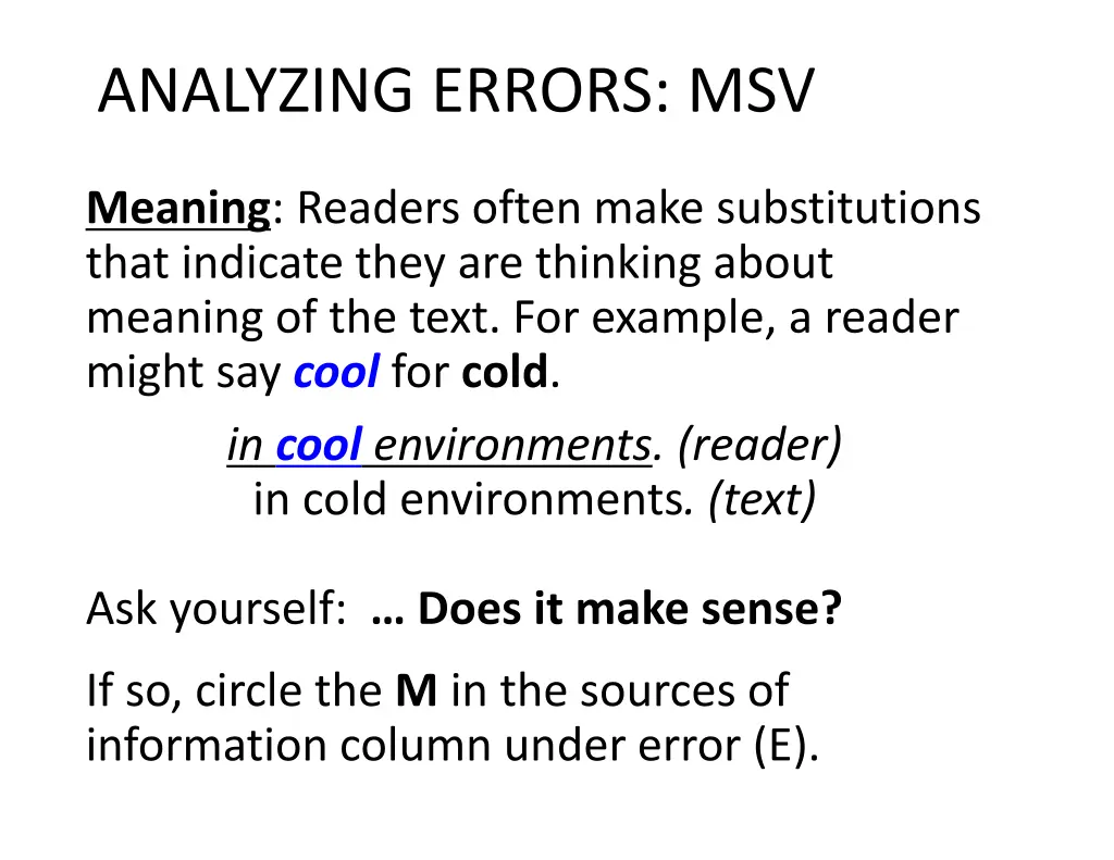 analyzing errors msv