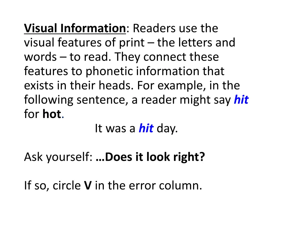 visual information readers use the visual