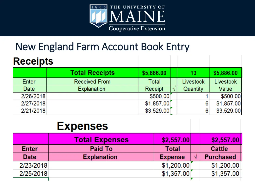 new england farm account book entry new england