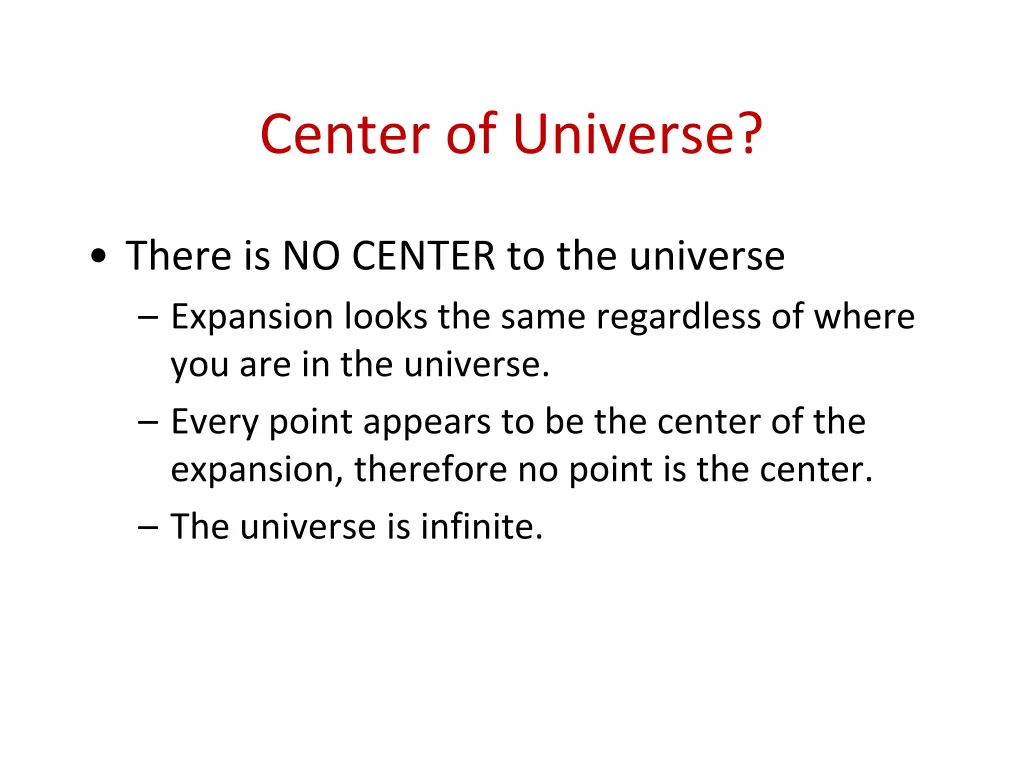 center of universe