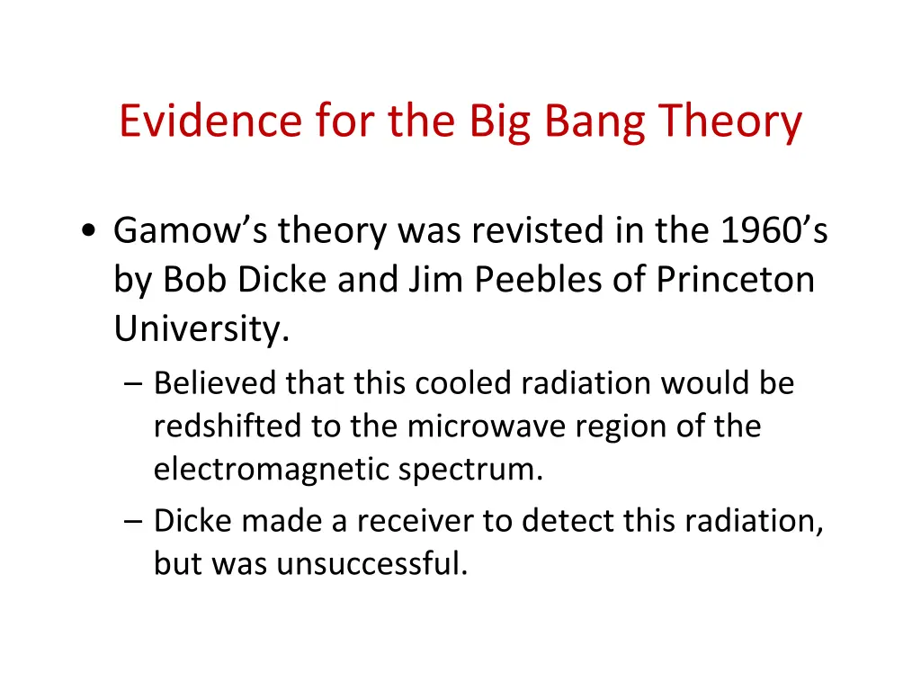 evidence for the big bang theory