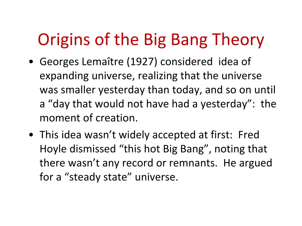 origins of the big bang theory