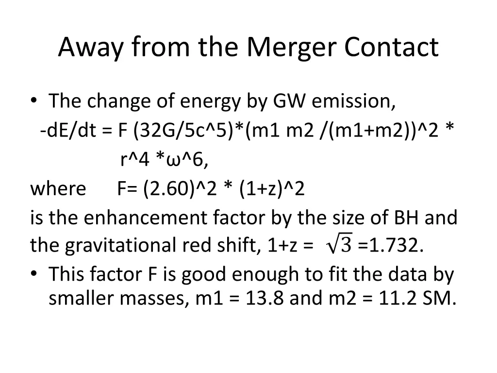 away from the merger contact