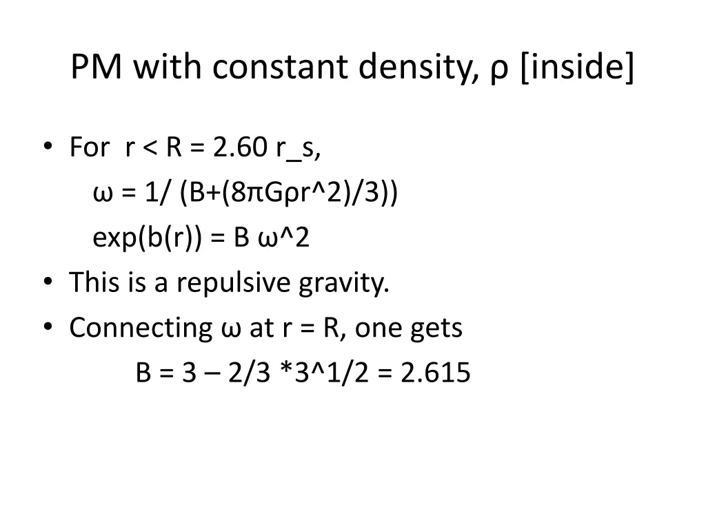 pm with constant density inside