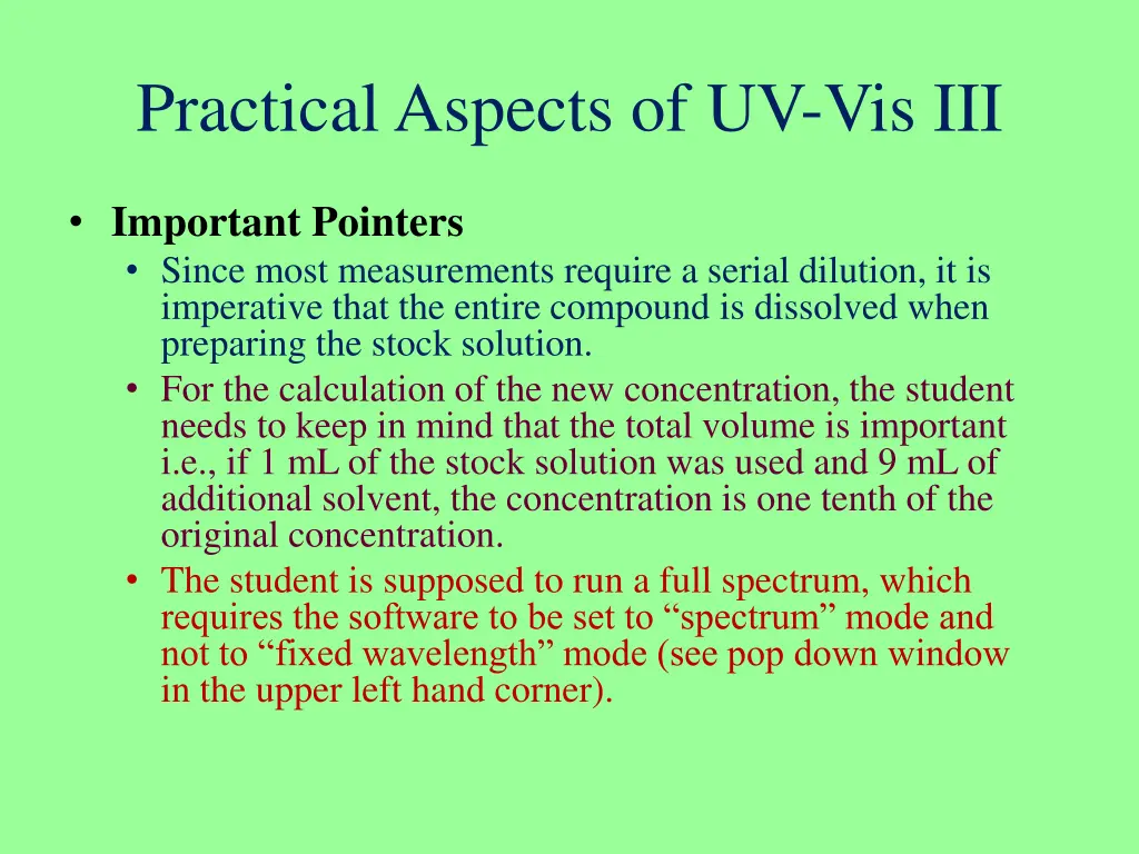 practical aspects of uv vis iii