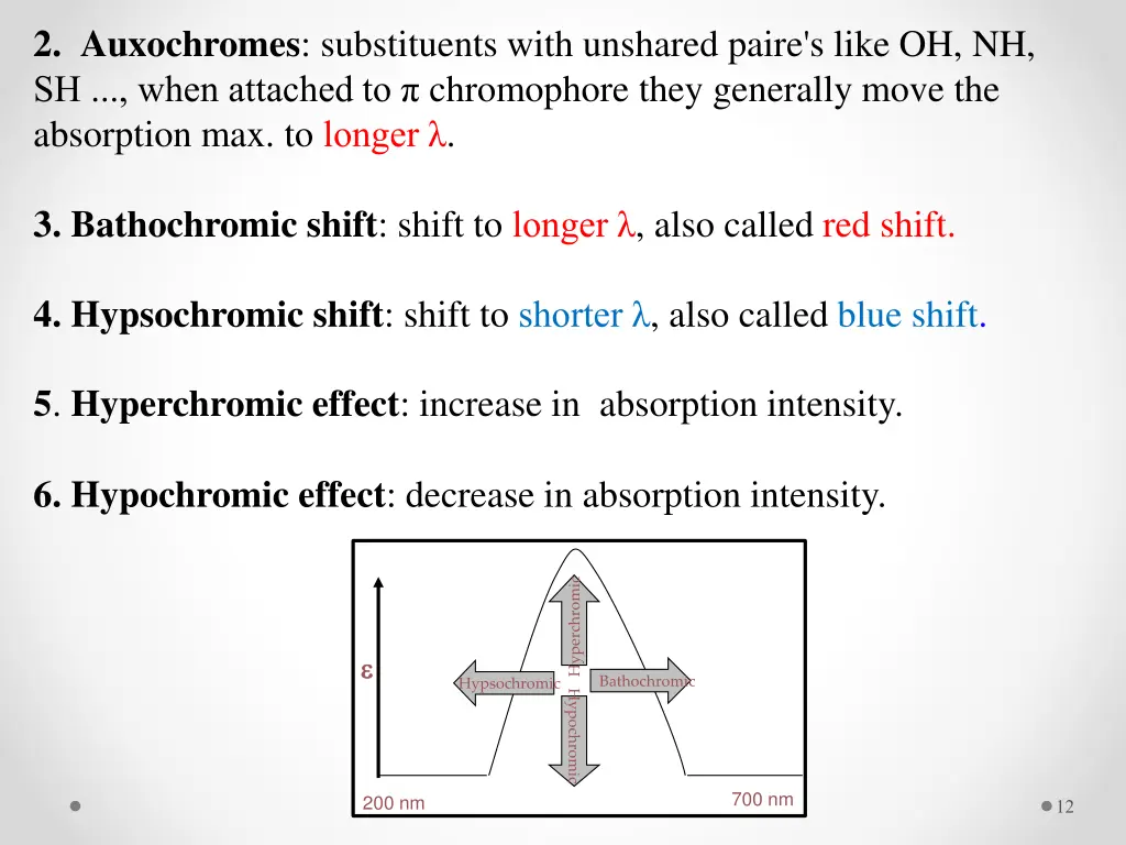 2 auxochromes substituents with unshared paire