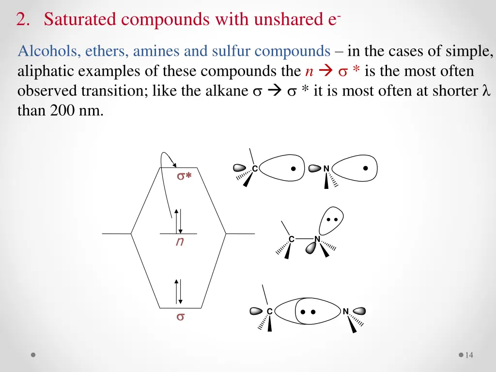 2 saturated compounds with unshared e