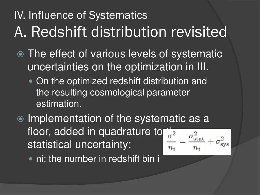 iv influence of systematics a redshift