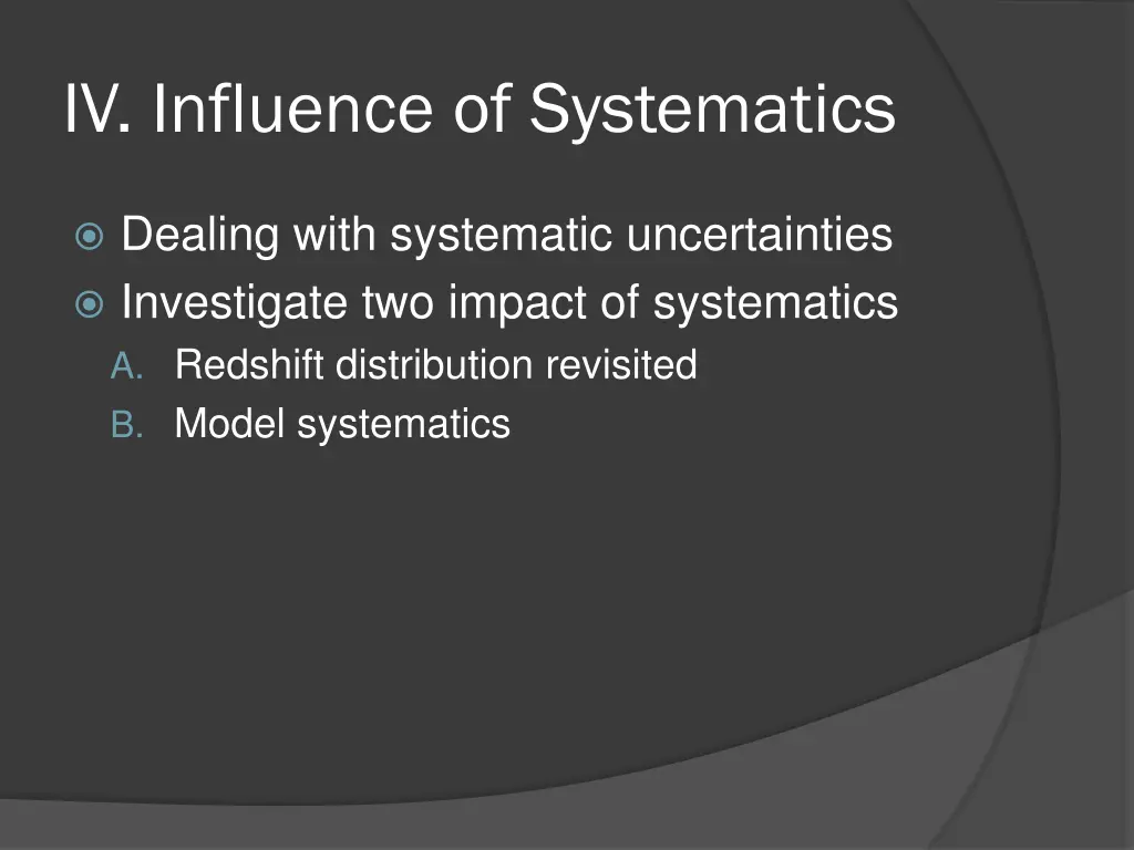 iv influence of systematics