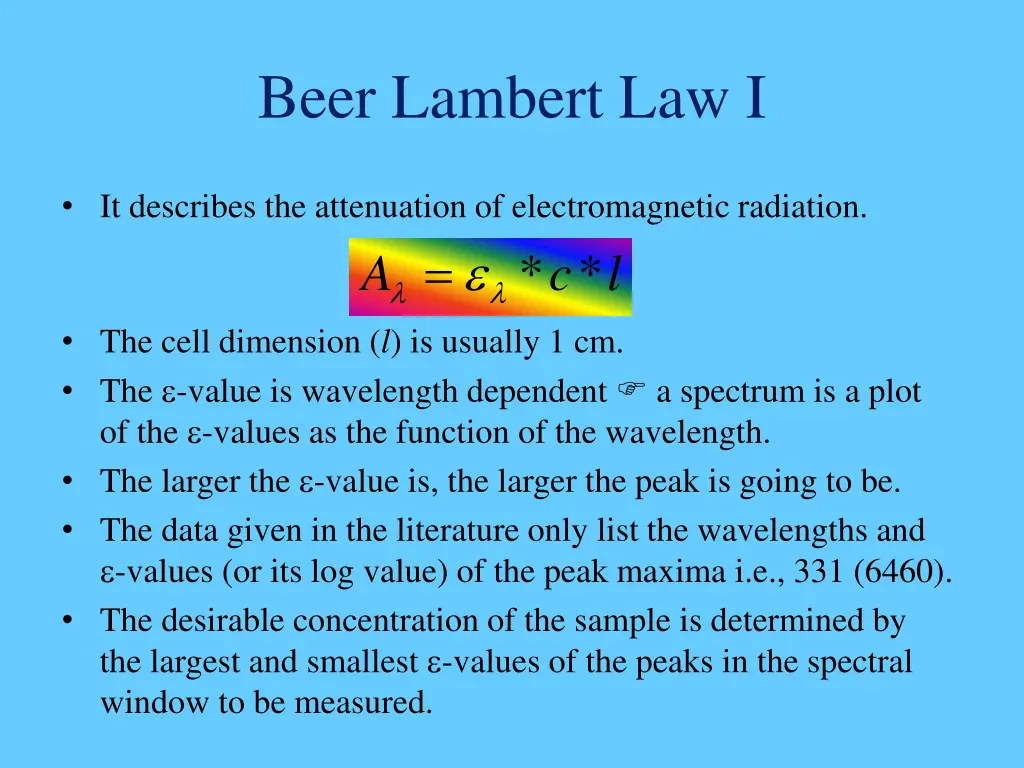 beer lambert law i