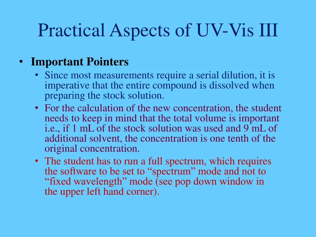 practical aspects of uv vis iii