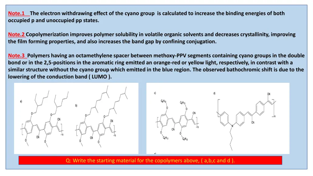 note 1 the electron withdrawing effect