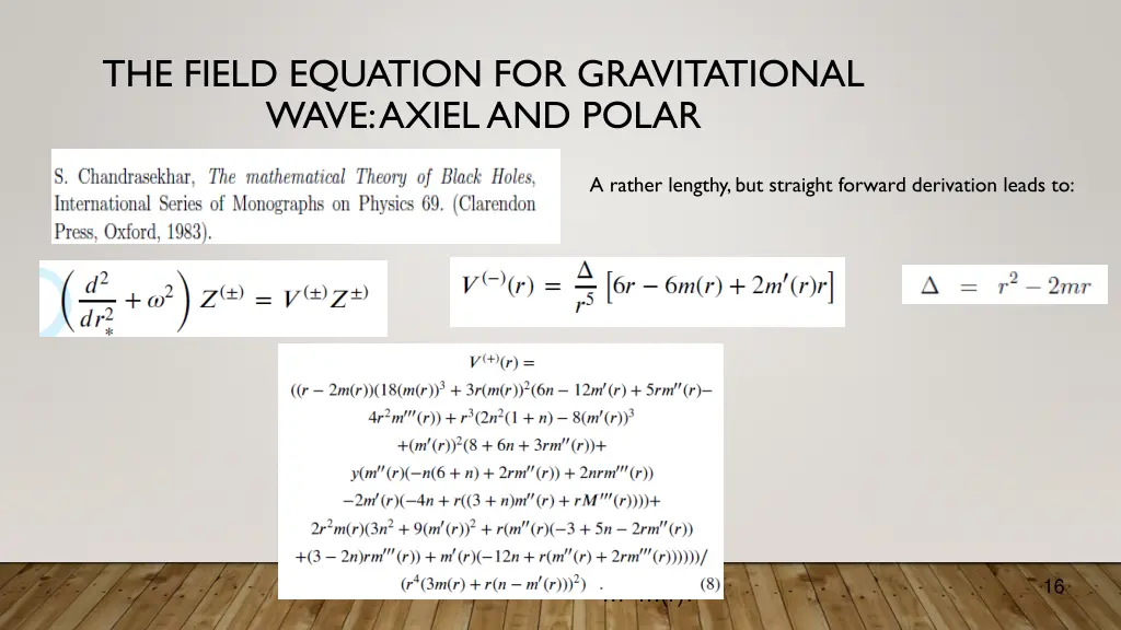 the field equation for gravitational wave