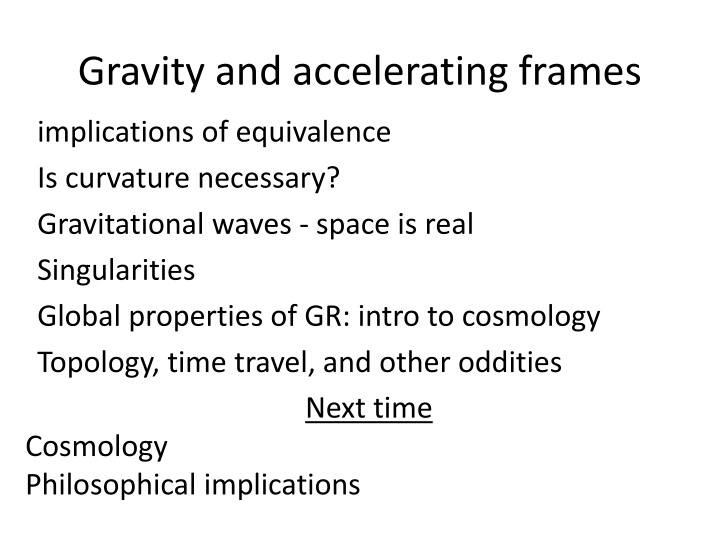 gravity and accelerating frames