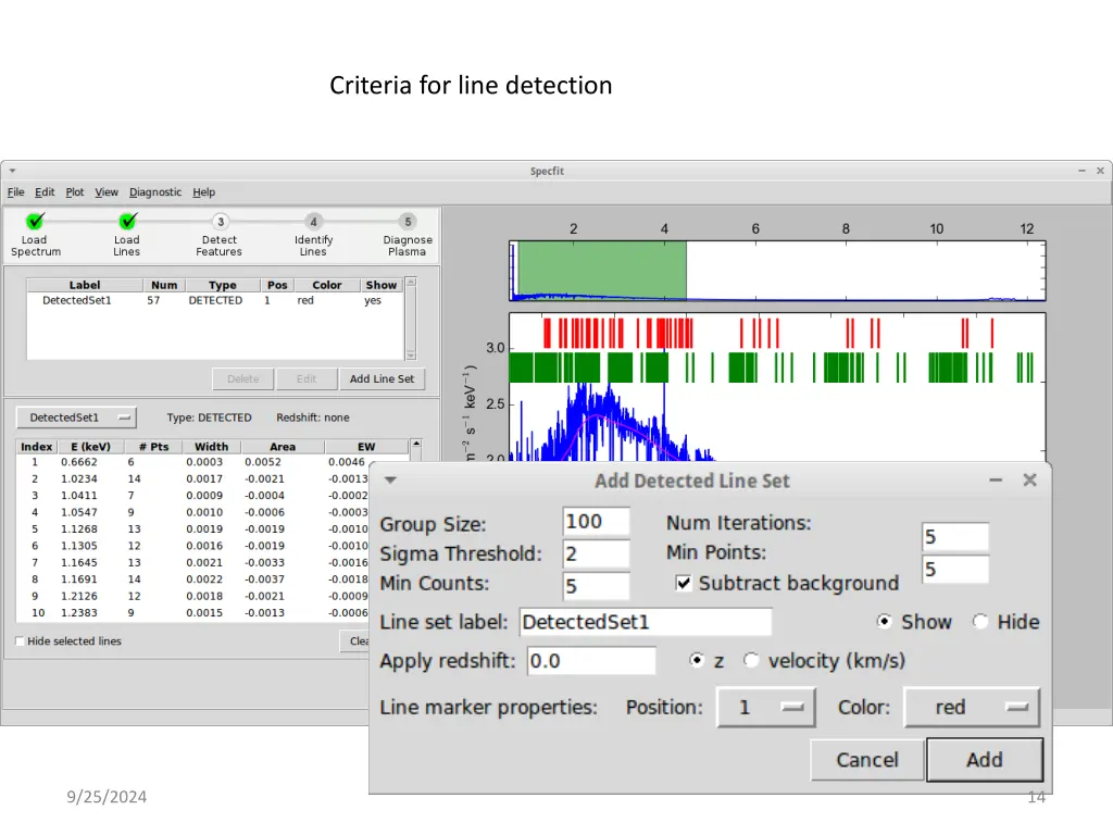 criteria for line detection