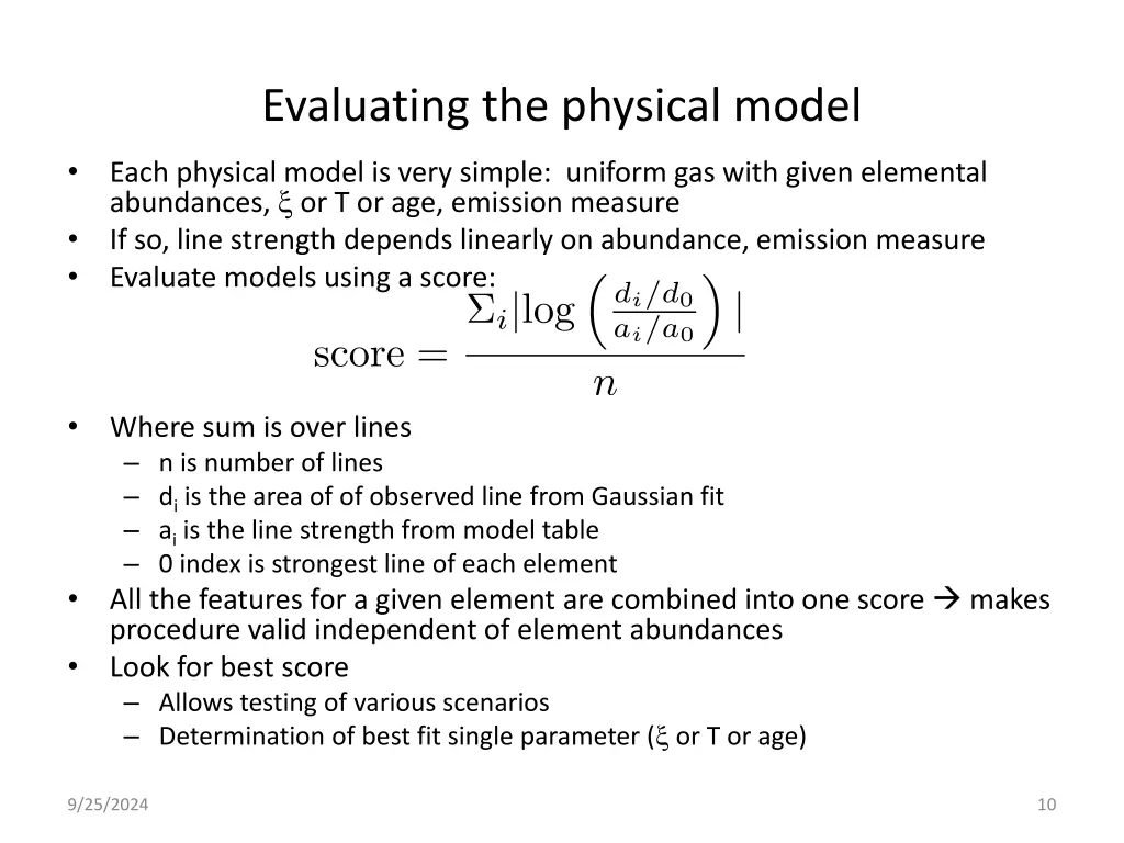 evaluating the physical model