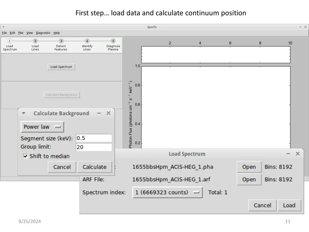 first step load data and calculate continuum