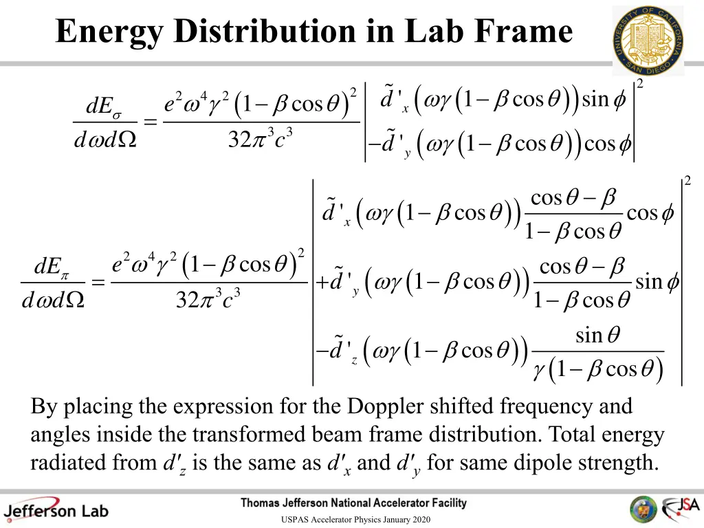 energy distribution in lab frame