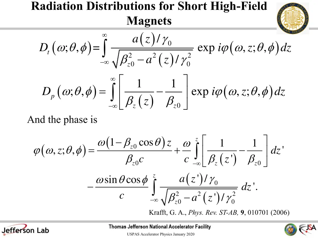 radiation distributions for short high field