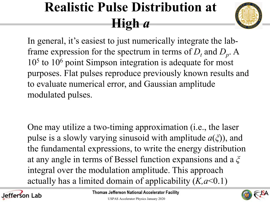 realistic pulse distribution at high a