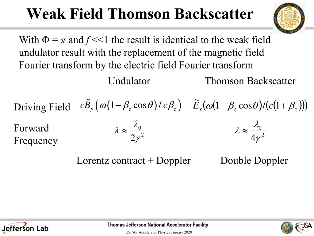 weak field thomson backscatter