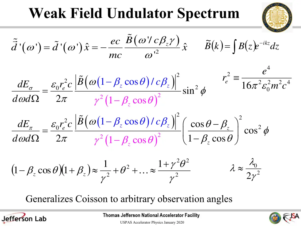 weak field undulator spectrum