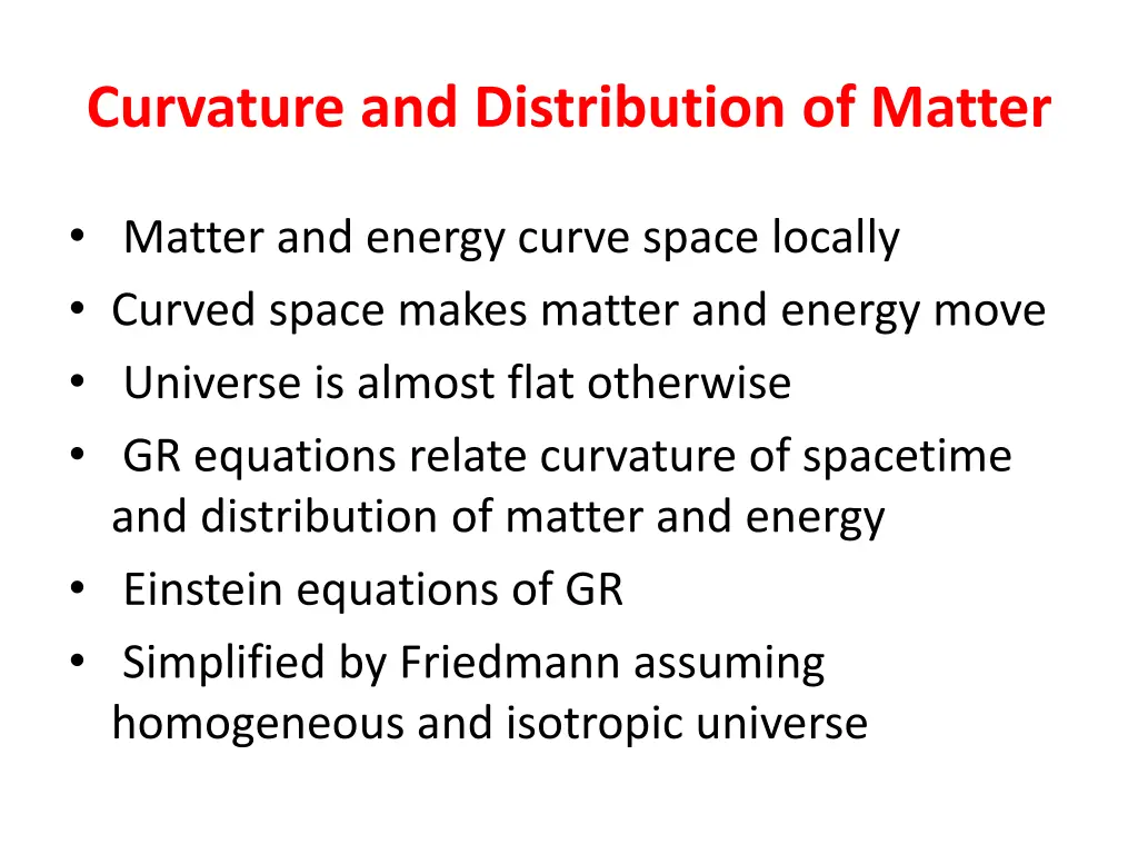 curvature and distribution of matter