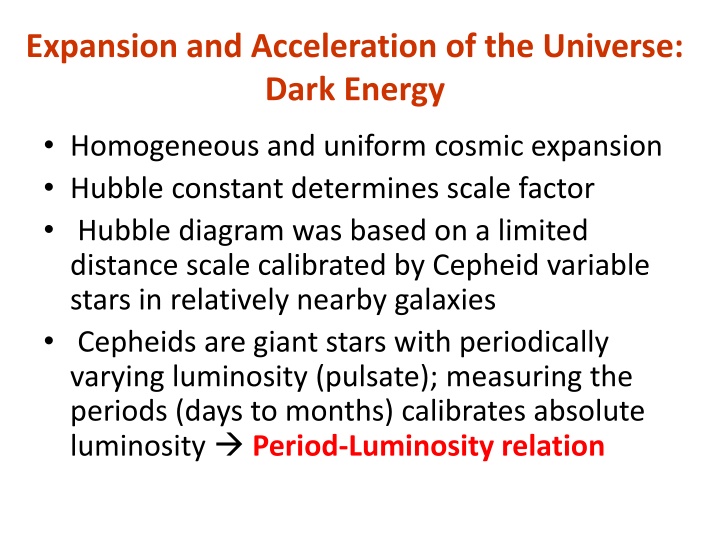 expansion and acceleration of the universe dark