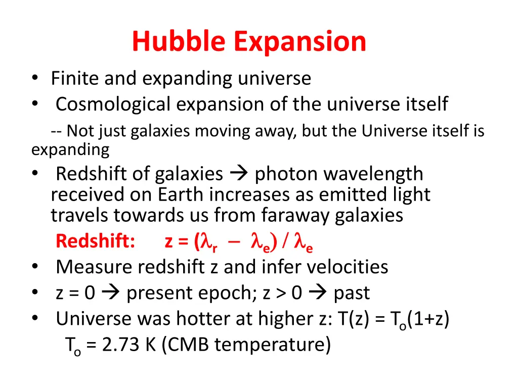 hubble expansion finite and expanding universe