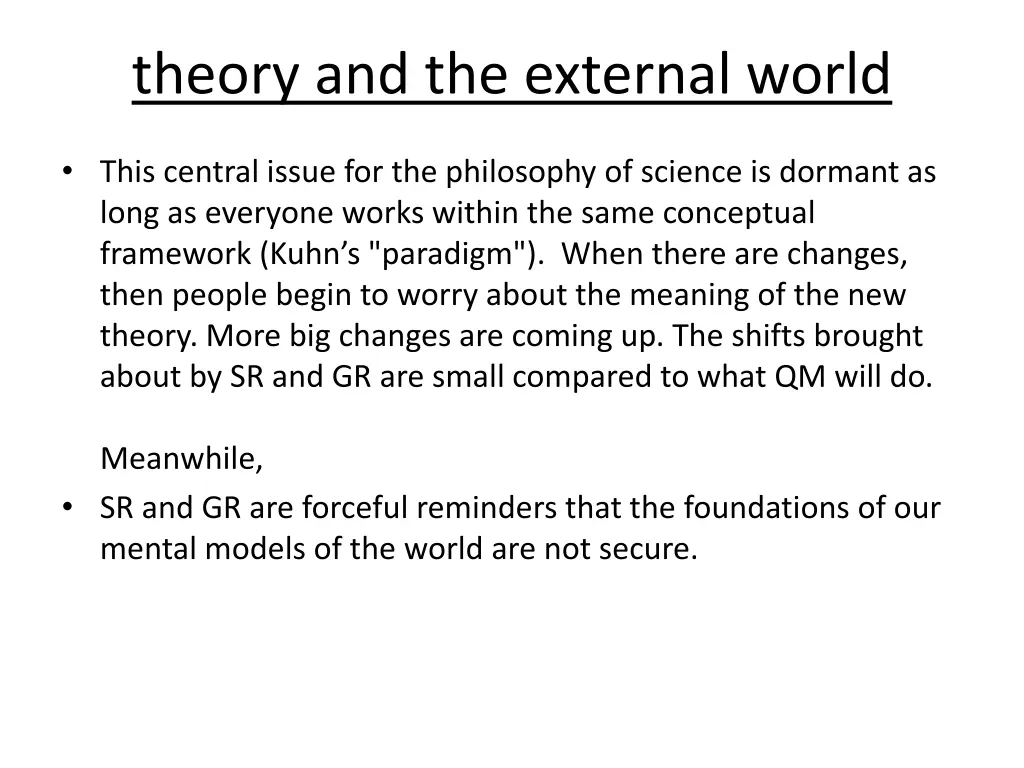 theory and the external world