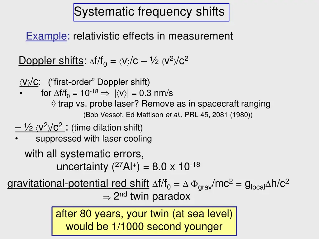 systematic frequency shifts