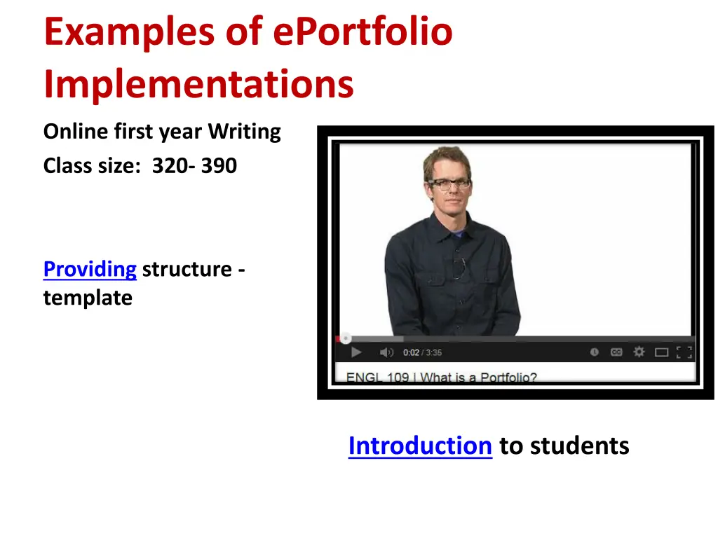 examples of eportfolio implementations