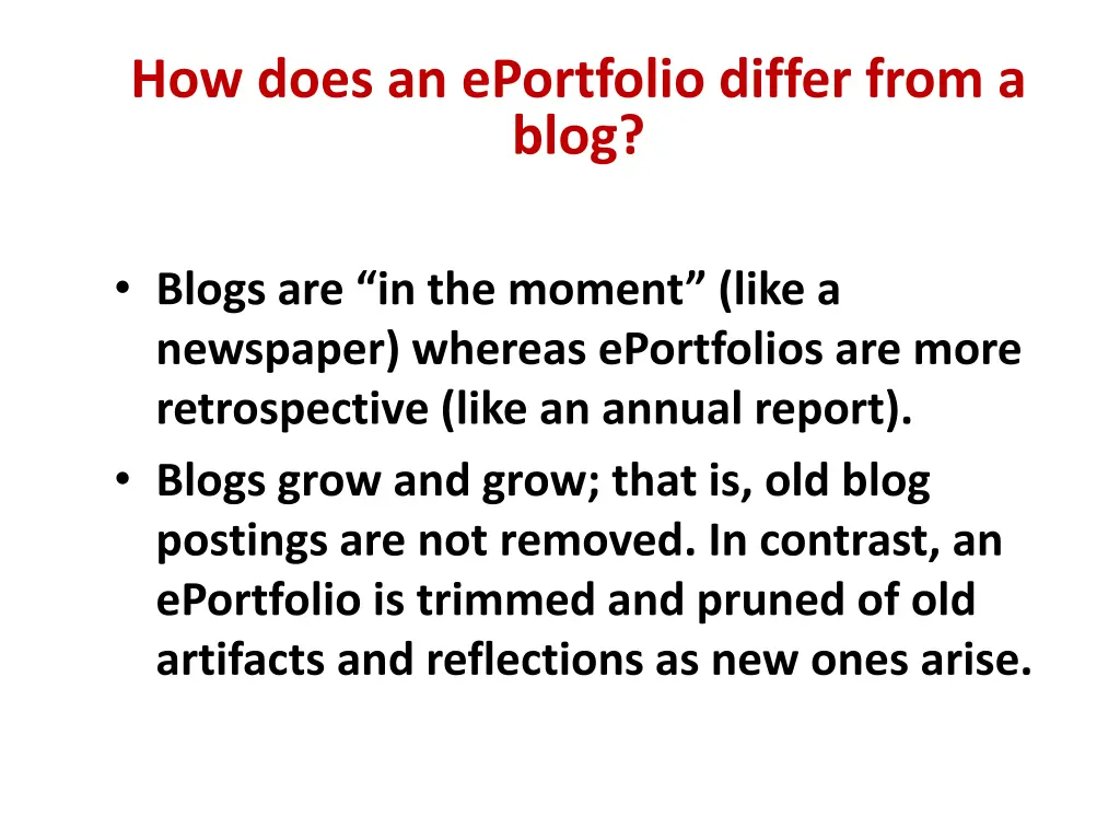 how does an eportfolio differ from a blog