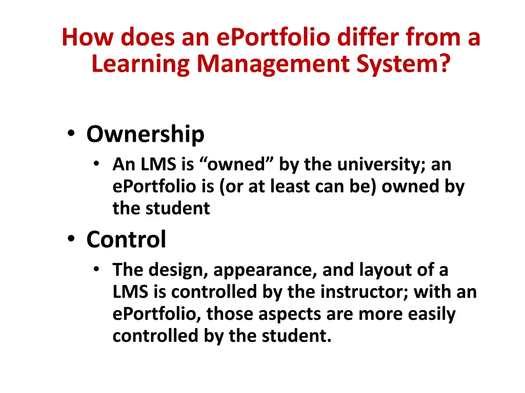 how does an eportfolio differ from a learning