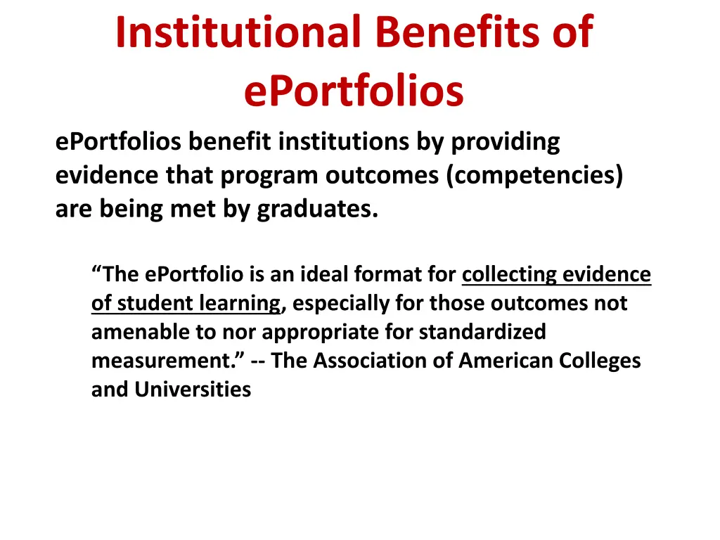 institutional benefits of eportfolios eportfolios