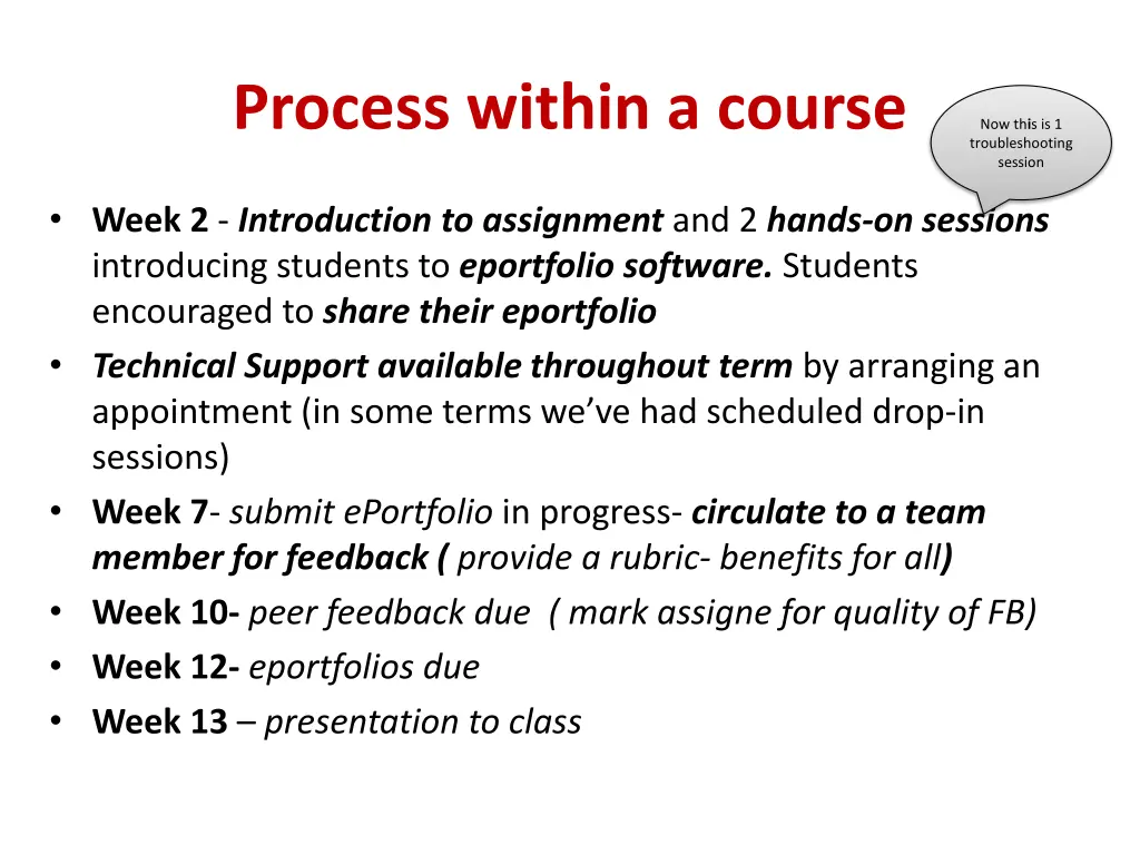 process within a course