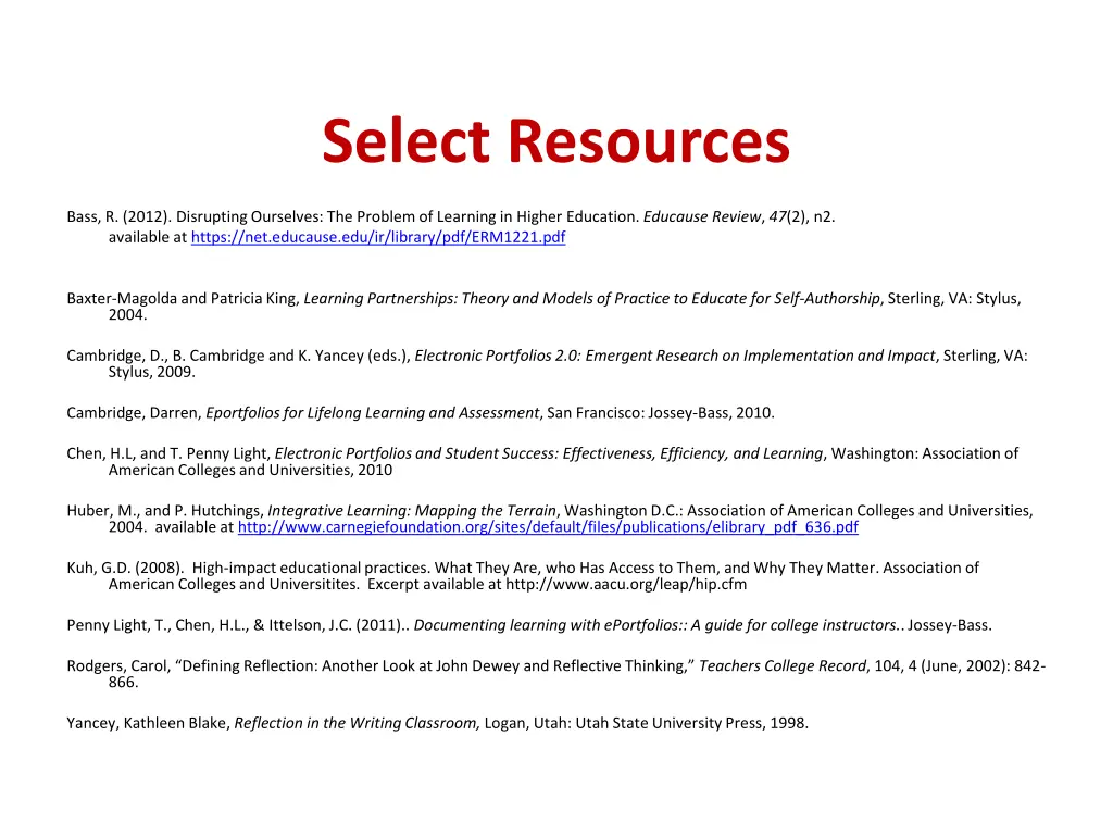 select resources