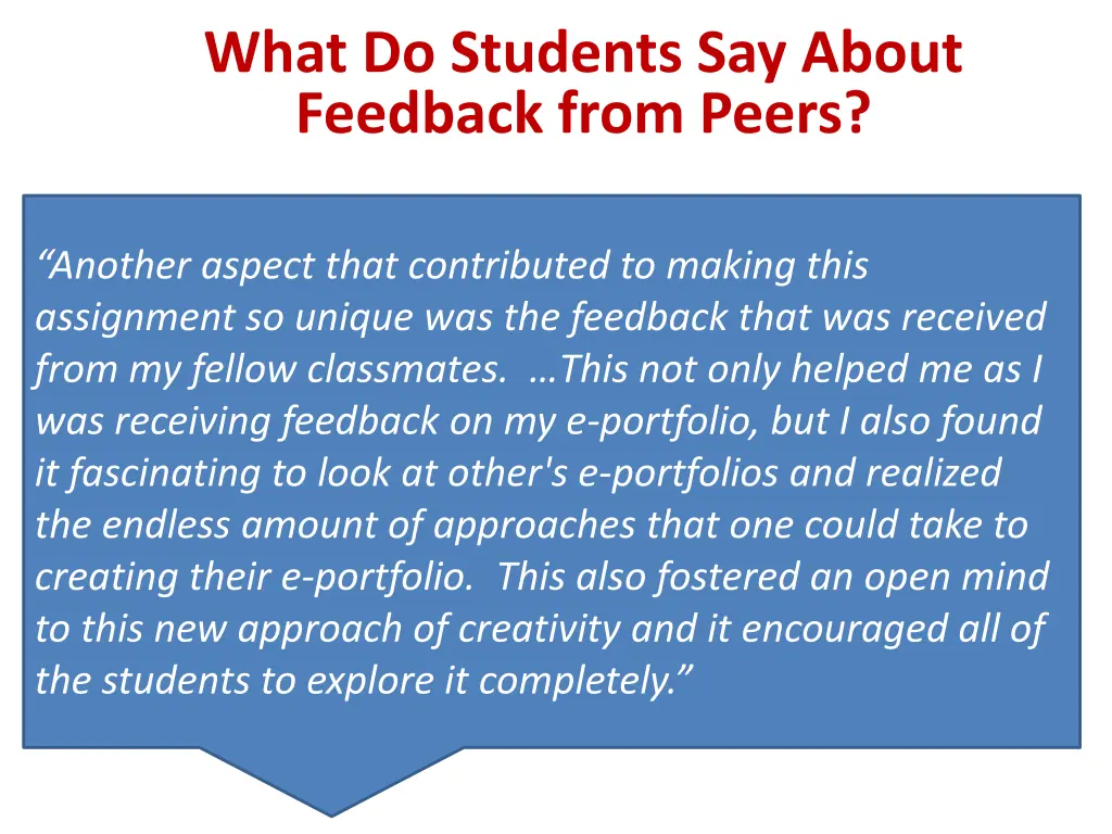 what do students say about feedback from peers