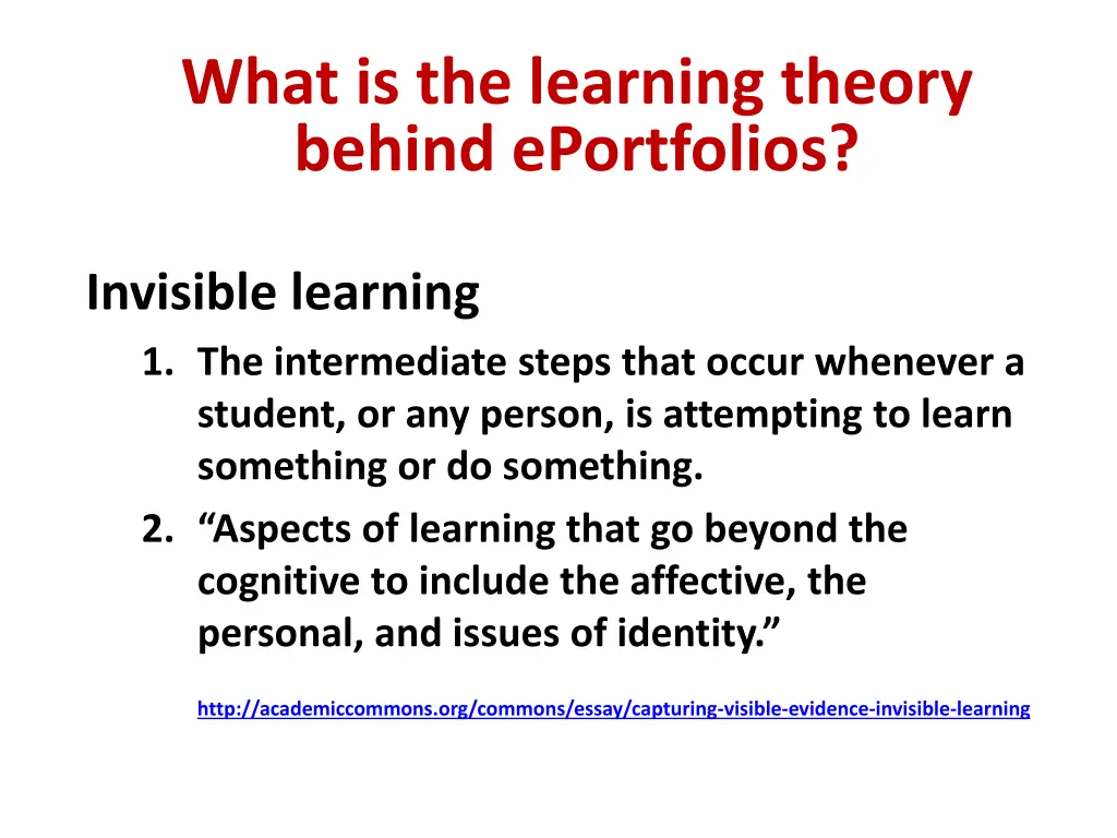 what is the learning theory behind eportfolios 4