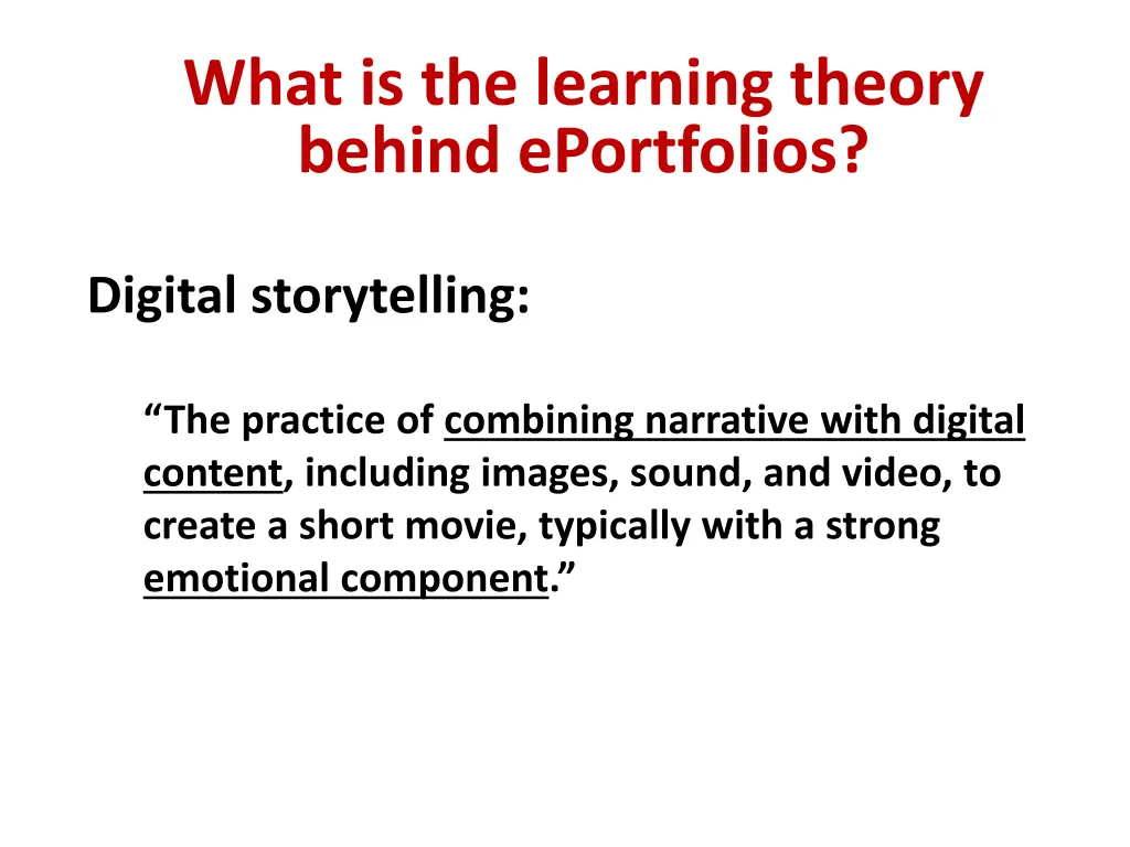 what is the learning theory behind eportfolios 5