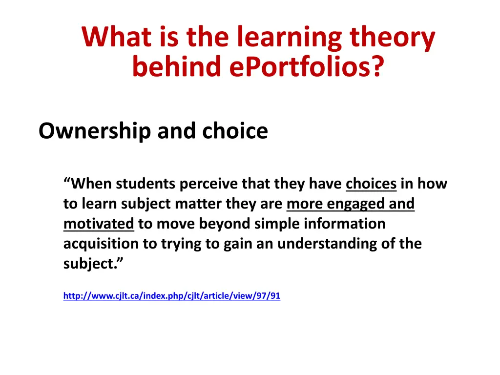 what is the learning theory behind eportfolios 6