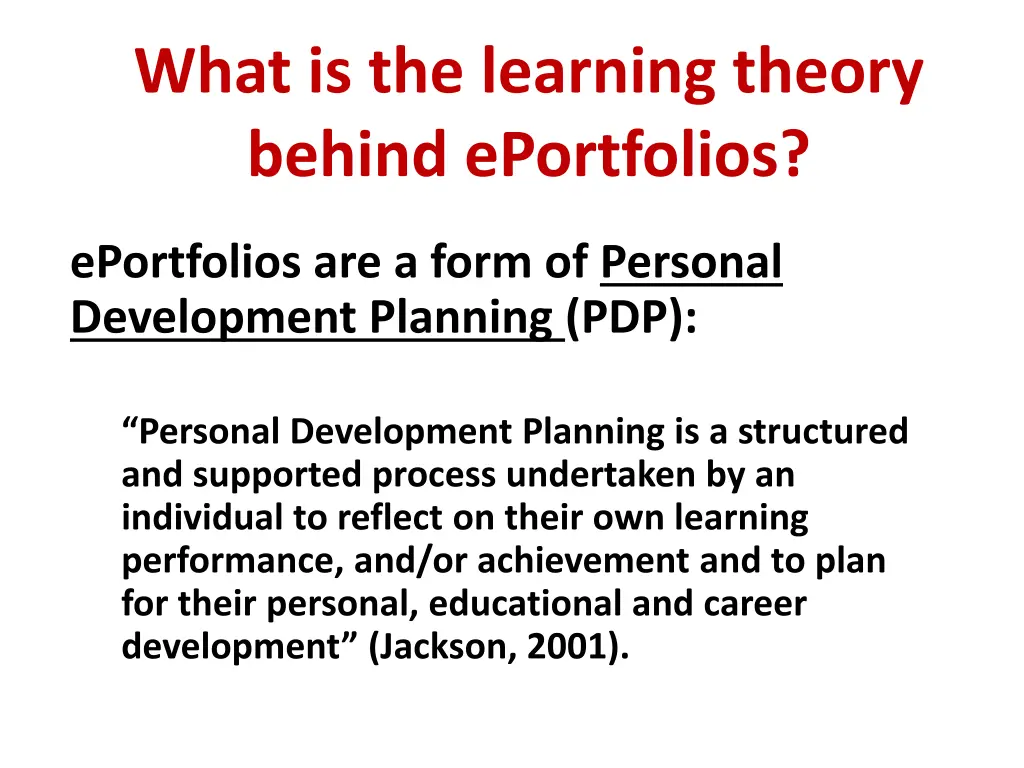 what is the learning theory behind eportfolios