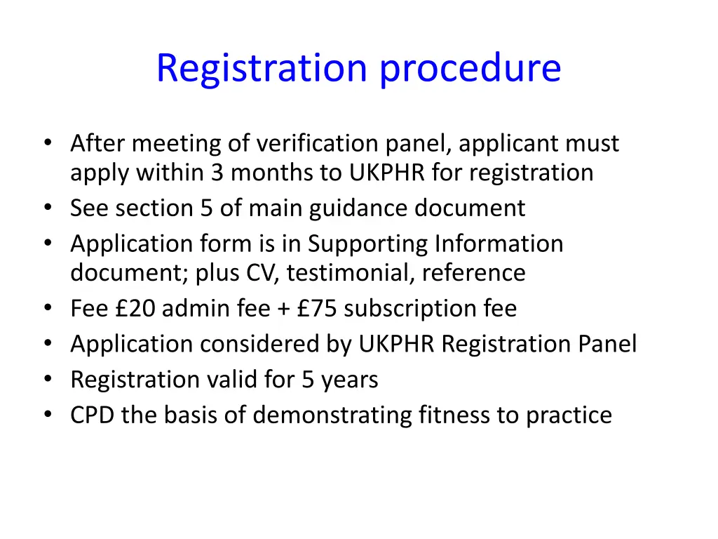 registration procedure