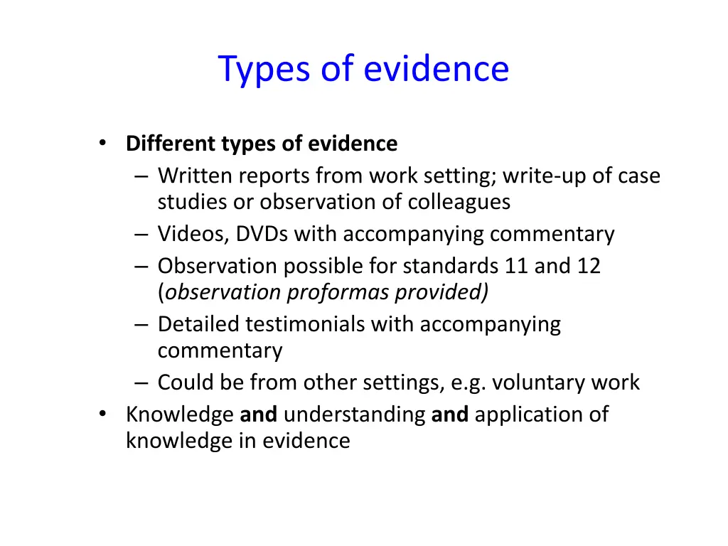 types of evidence