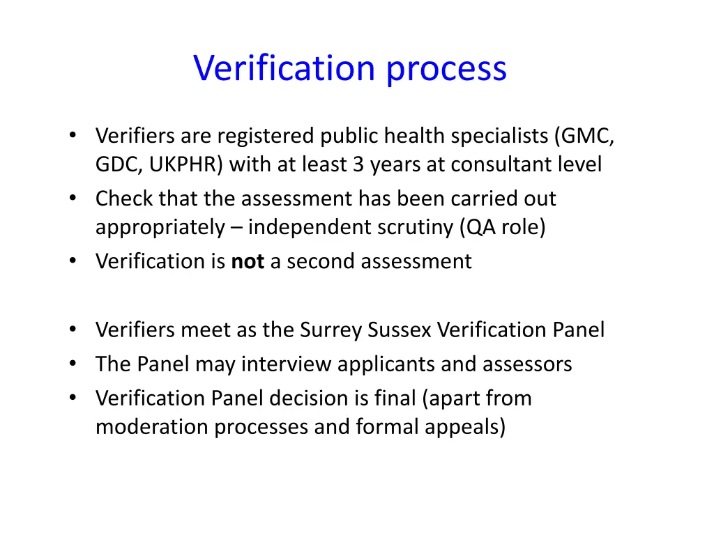 verification process