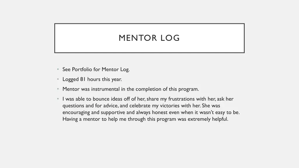 mentor log