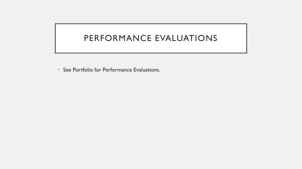 performance evaluations