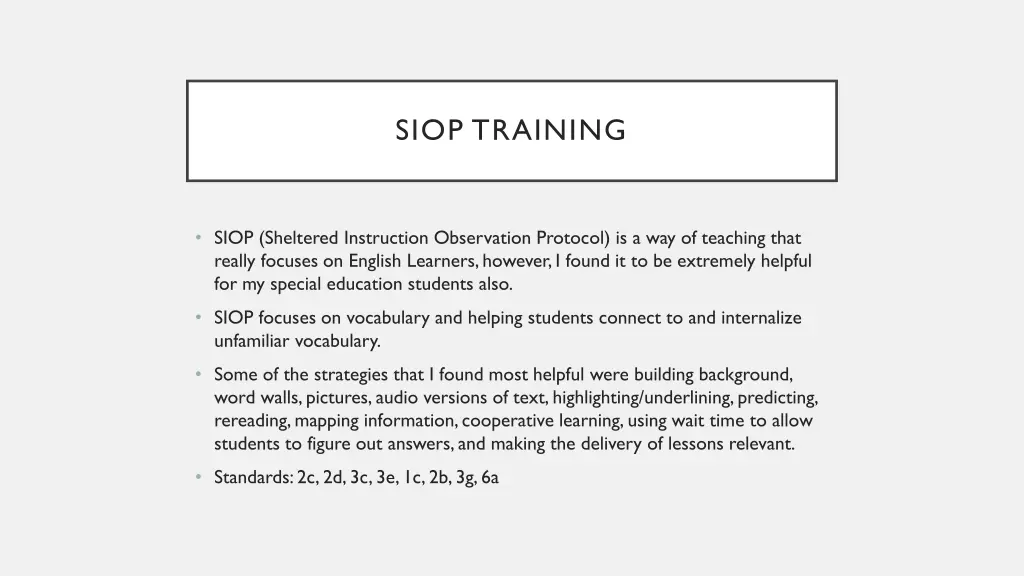 siop training